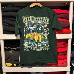 Vintage 1996 Green Bay Packers Title Town Defense Green Mens Medium Shirt